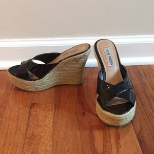 STEVE MADDEN black patent espadrilles worn once